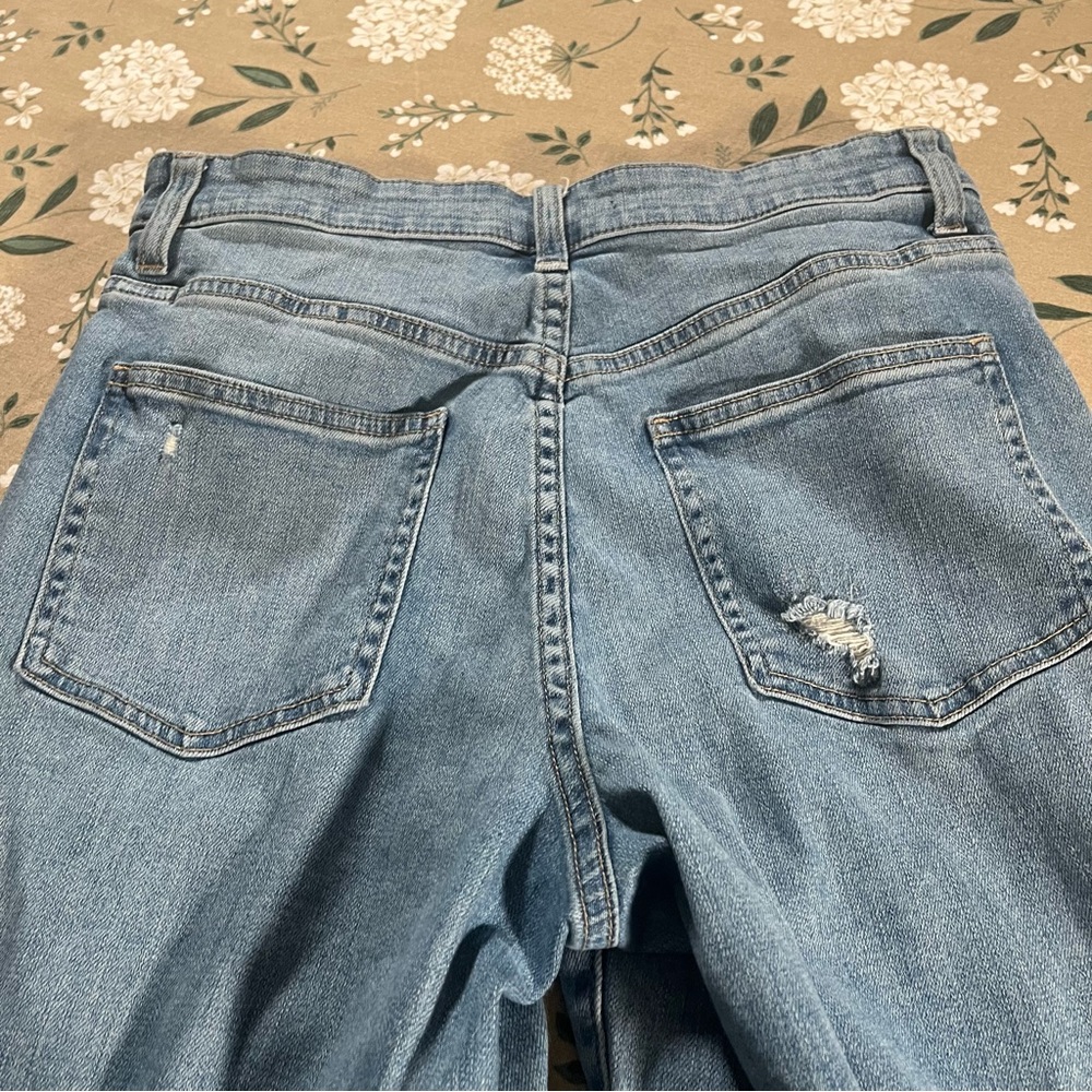 Uniqlo Blue Raw Hem Jeans 26 Straight Leg Distressed Y2K Preppy Bohemian - Picture 8 of 10